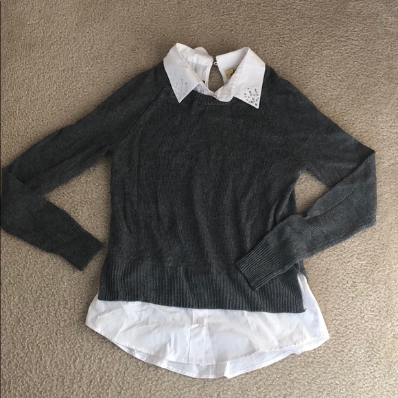 NWT Vera Wang faux shirt sweater - Picture 1 of 5